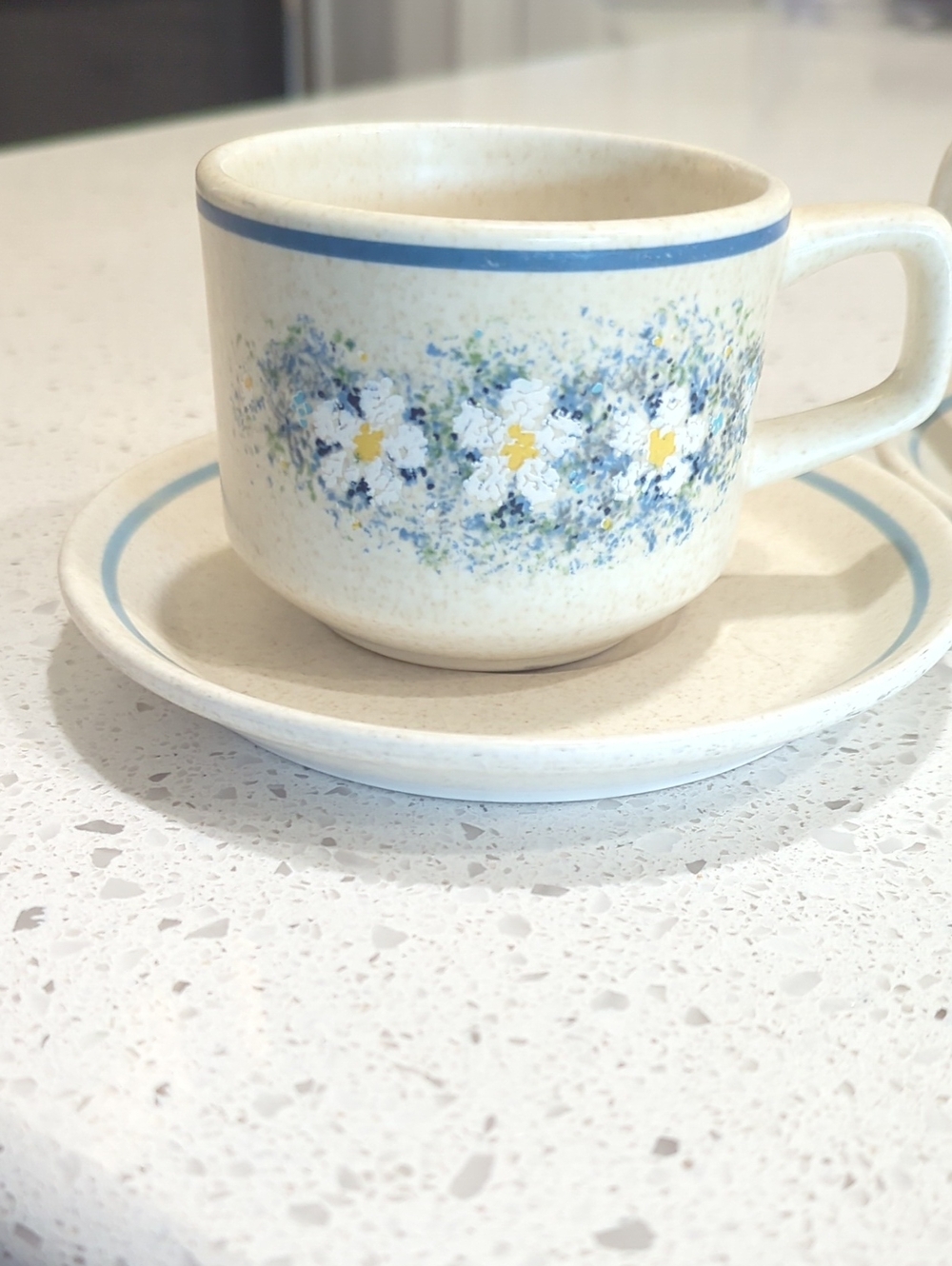 Lenox Temper-Ware Speckled Cream Cup and Saucer Set Of 2